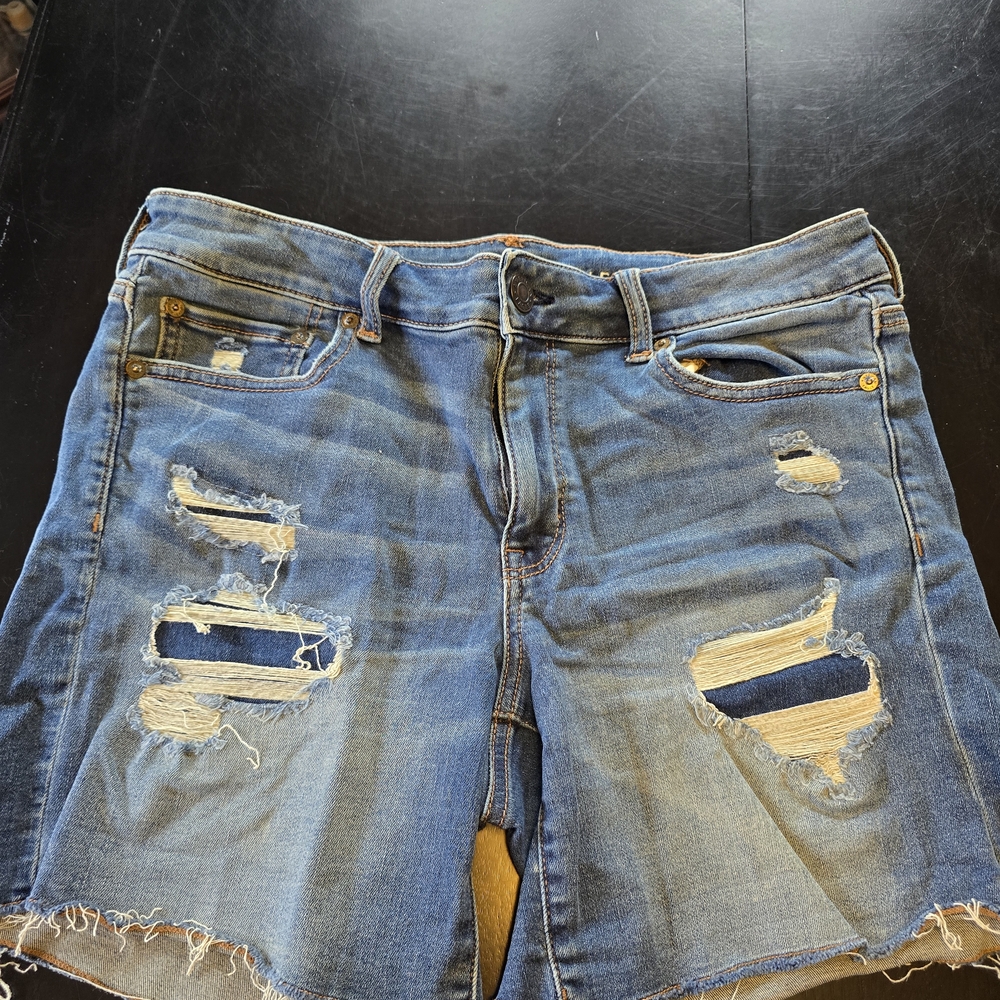 American Eagle Outfitters Distressed Blue Denim Jean Shorts